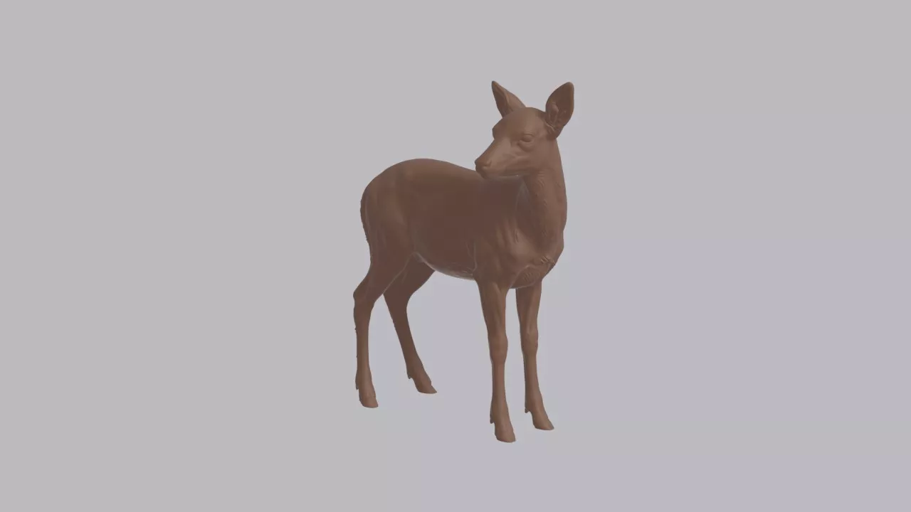 Realistic Fawn Looking Side Animal Sculpture 3D print model