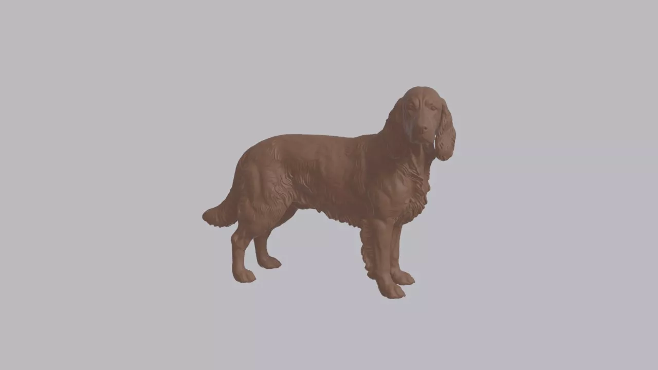 Realistic English Springer Spaniel Looking Side Dog Sculpture 3D print model