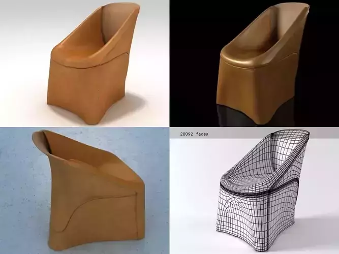Raw chair made of leather and wood