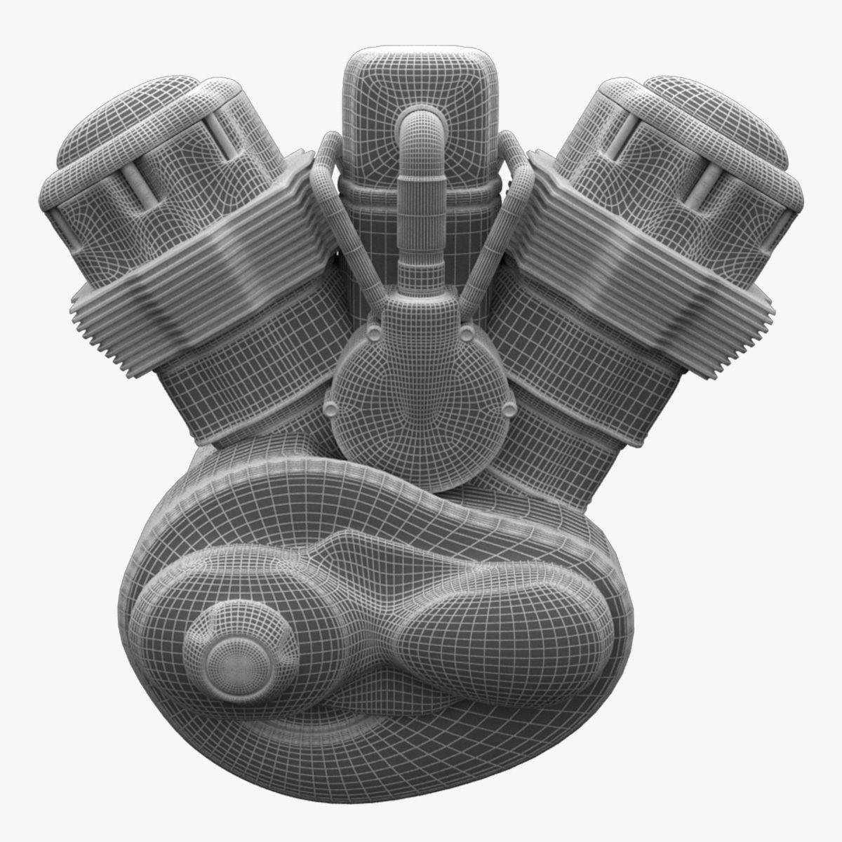 V bike engine 3D model_4