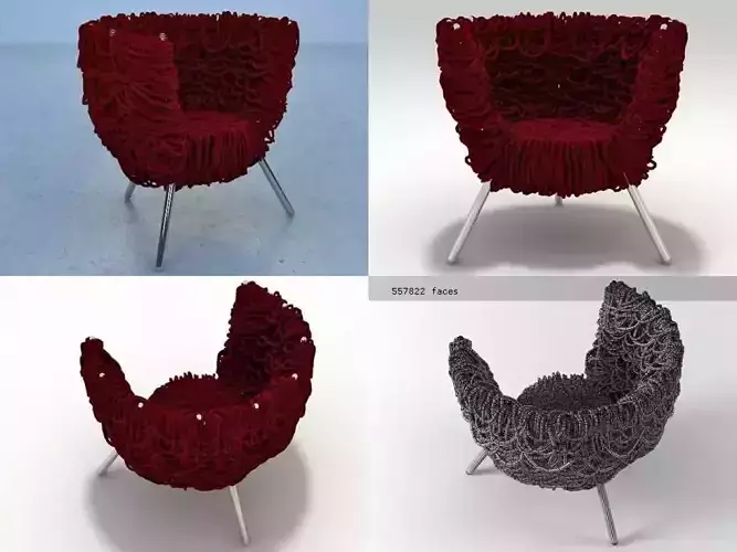 Vermelha chair made of fabric 3D model