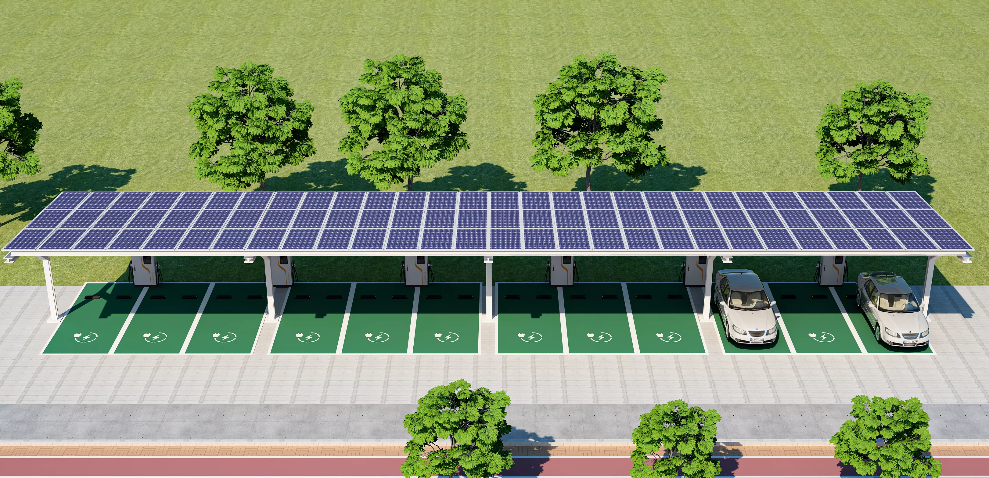 Photovoltaic parking lot carport charging station 3D model