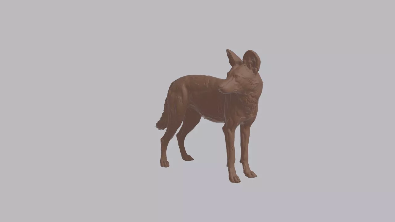 Realistic African Wild Dog Looking Side Animal Sculpture 3D print model