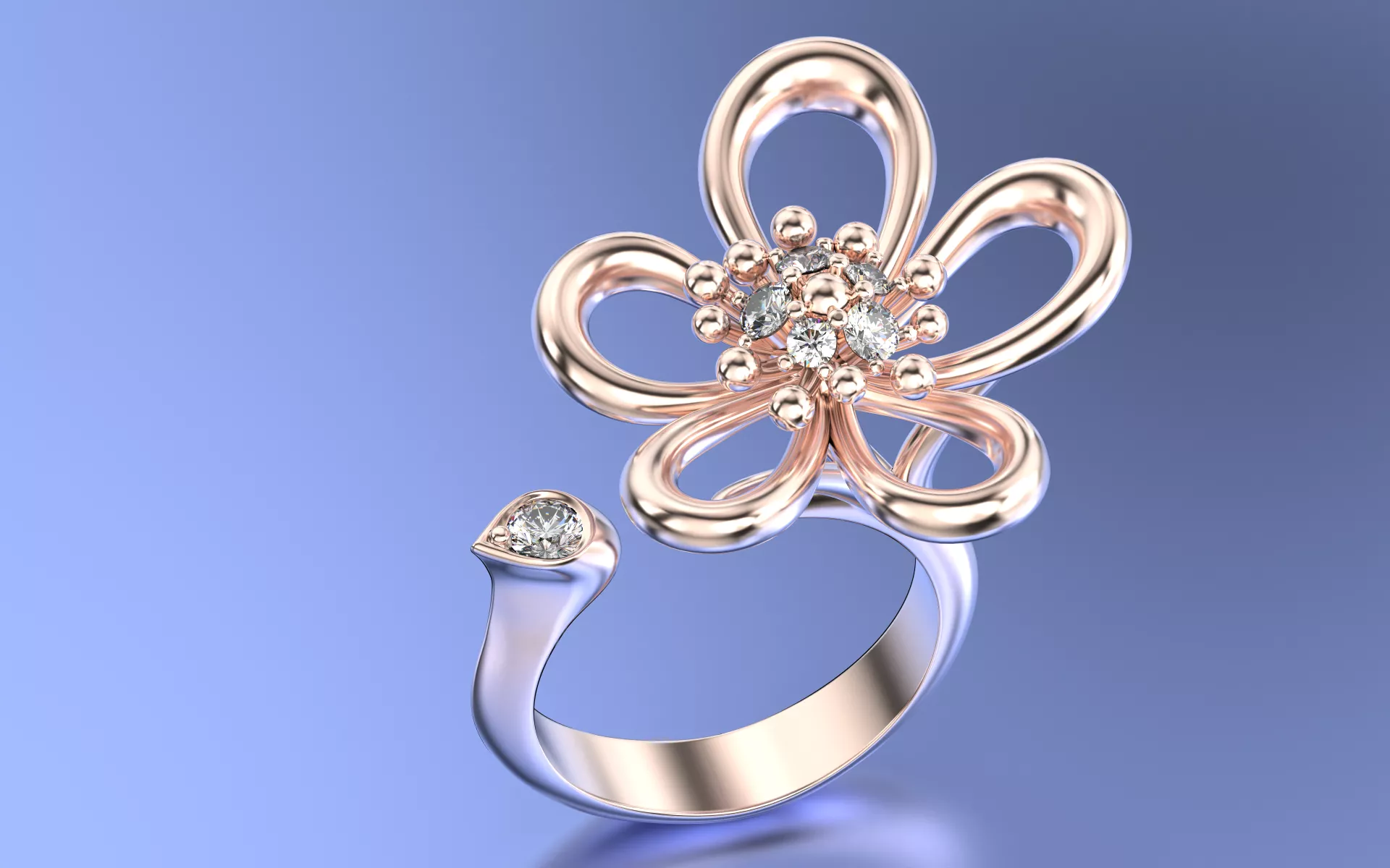 Ring Clover - Flowerlace Between the Finger original 3D print model