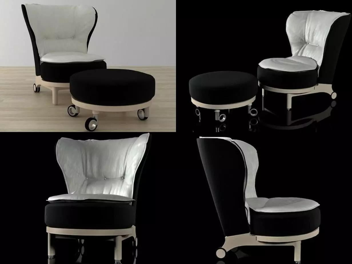 Rea four different chairs and stool 3D model_3