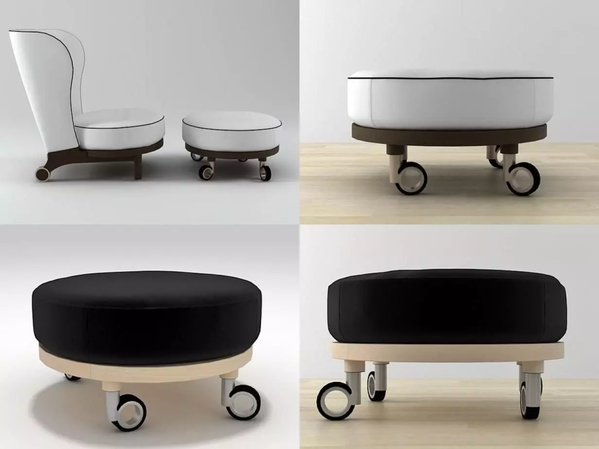 Rea four different chairs and stool 3D model_2