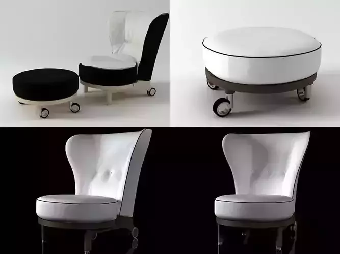 Rea four different chairs and stool 3D model