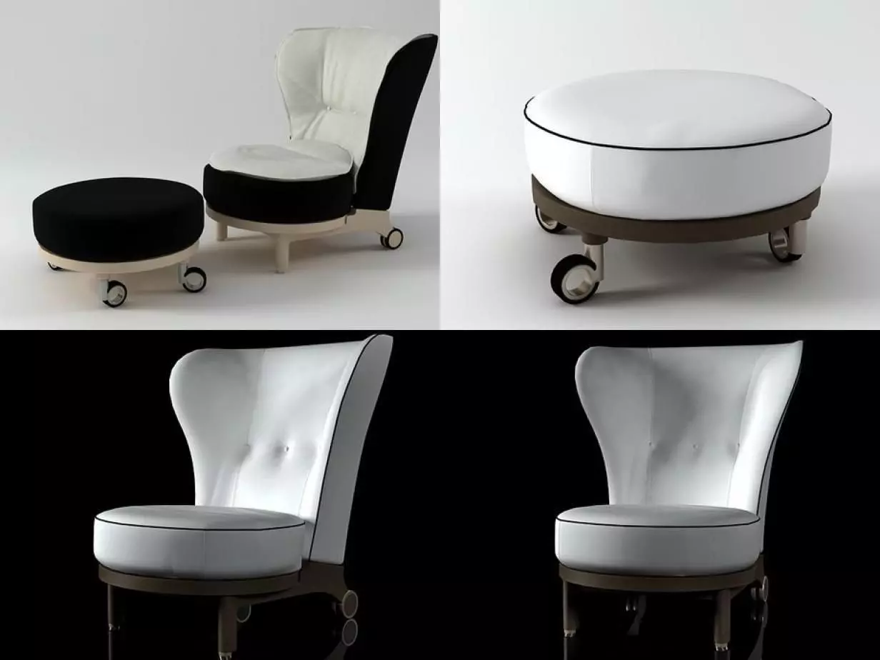 Rea four different chairs and stool 3D model_0