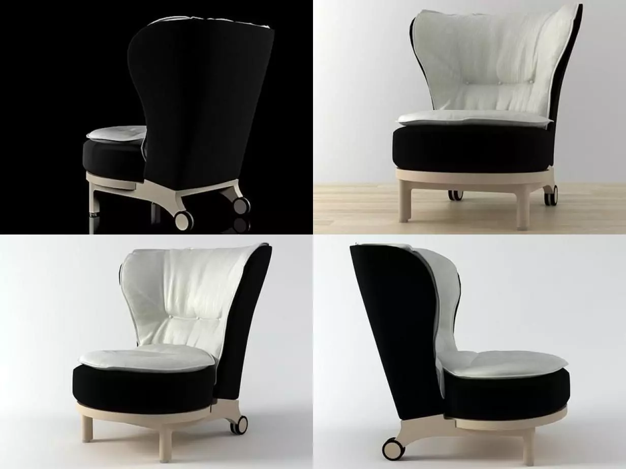 Rea four different chairs and stool 3D model_4