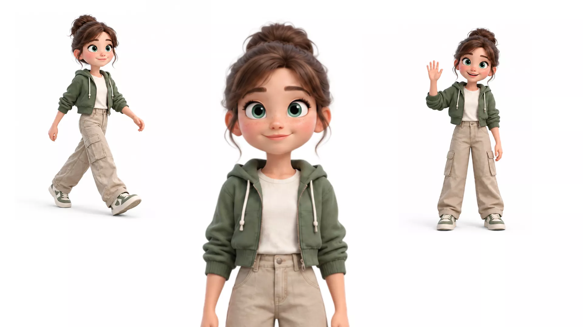 Stylized Cute Girl Character 3D Animated Rigged Low-poly 3D model