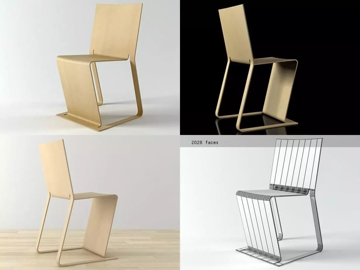 Eco four different chairs 3D model_0