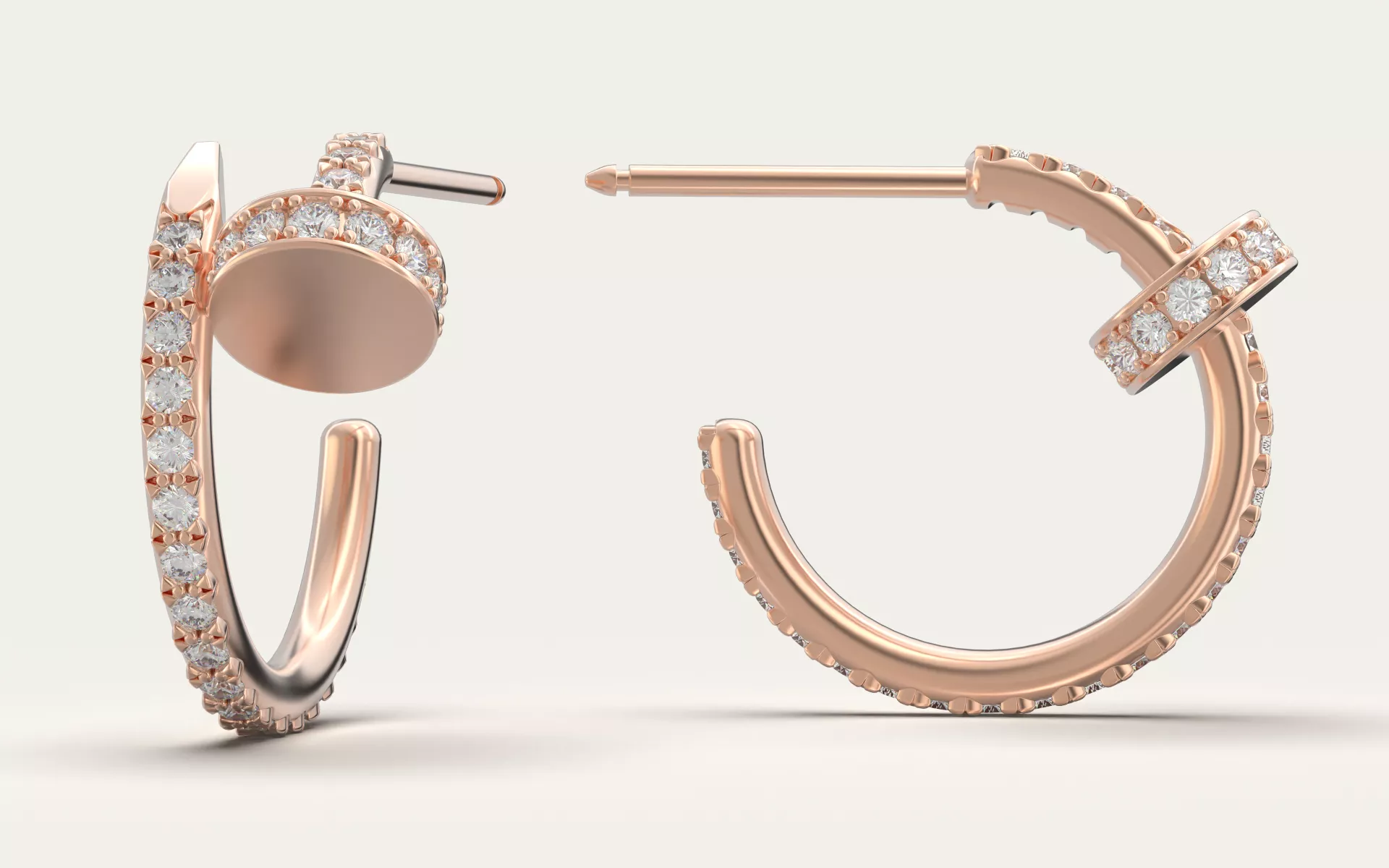 Earring Clou hoop - small paved 3D print model