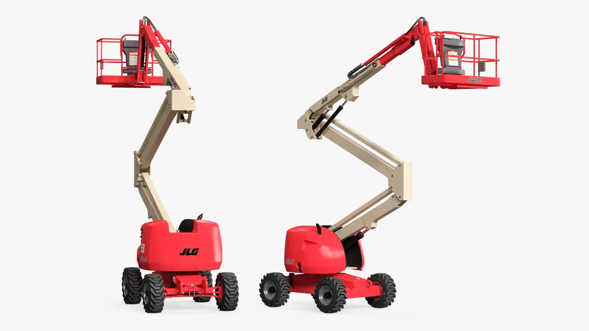 Telescopic Boom Lift JLG 450AJ Red Rigged 3D model