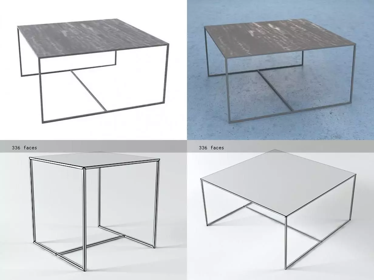 Duchamp three different tables with metal legs 3D model_0