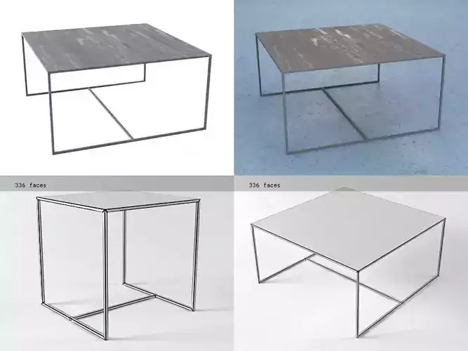 Duchamp three different tables with metal legs 3D model