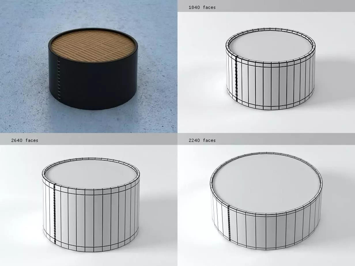 Dimsum coffee table with wooden top 3D model_1