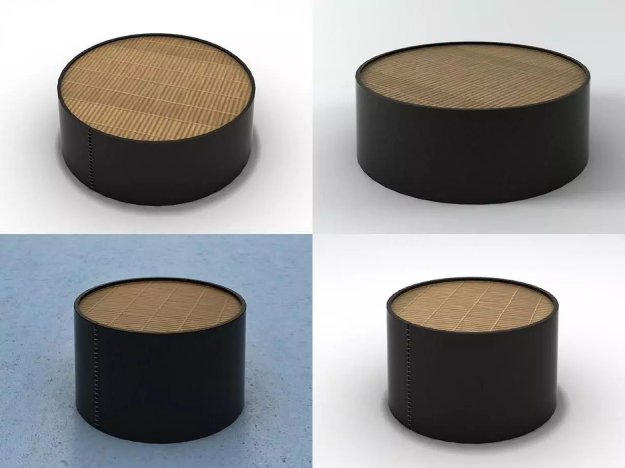 Dimsum coffee table with wooden top 3D model_0