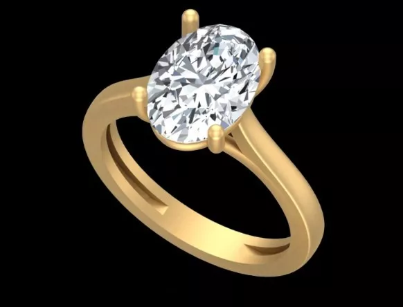 Oval Cut Solitaire Engagement Ring 3D Model Free 3D print model