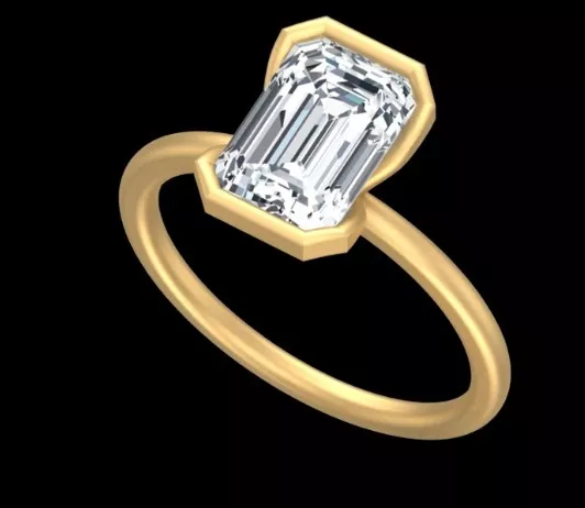 Emerald Cut Solitaire Engagement Ring 3D Model Free 3D print model