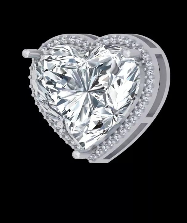 Heart Shape Diamond Pendant CAD Model 3D print model