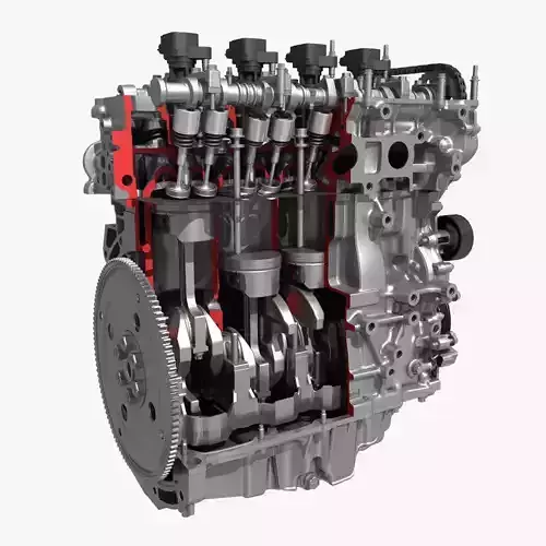 4 Cylinder Engine Block Cutaway 3D model