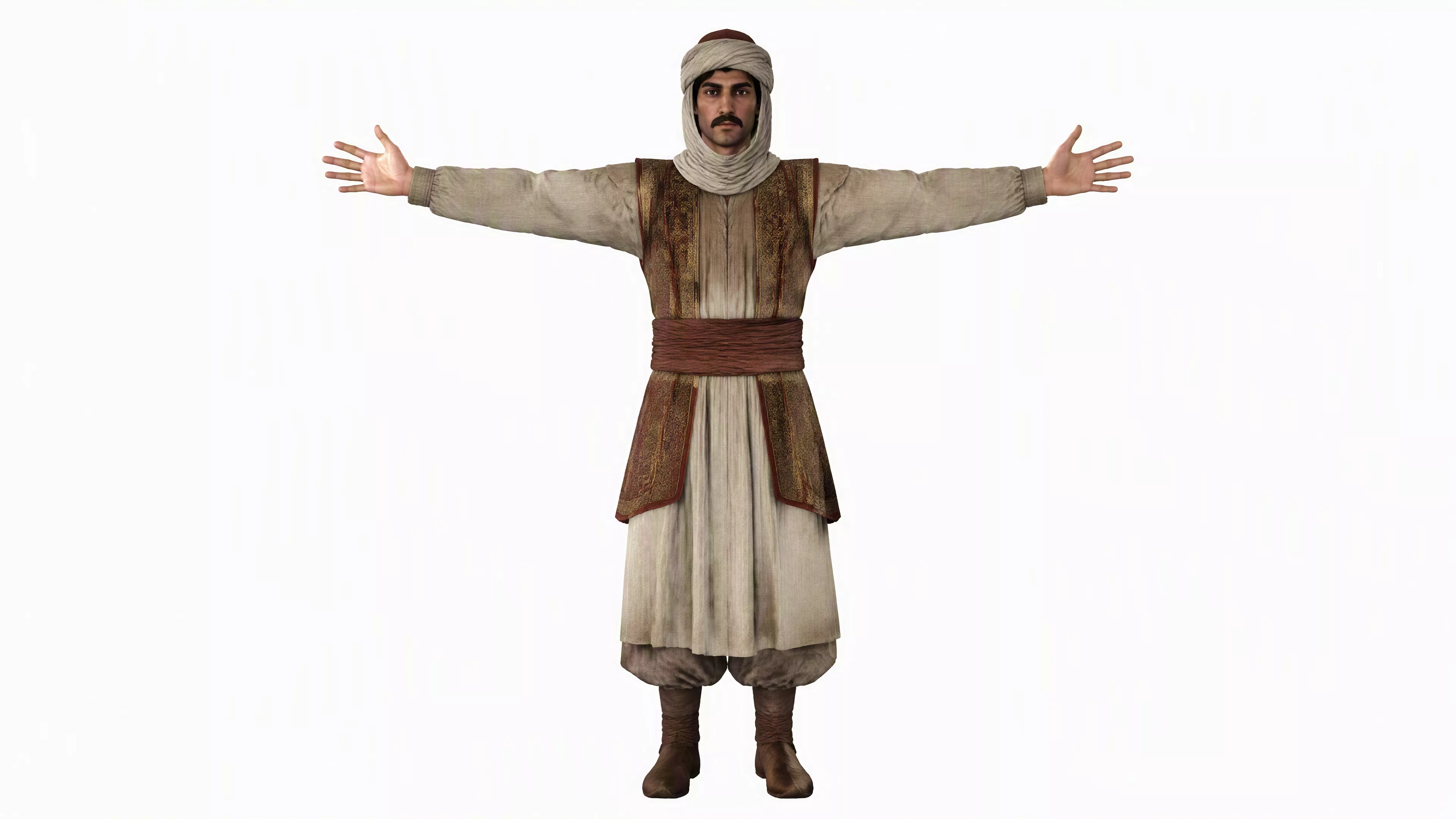 Arabian Warrior 3D Character Rigged Game Ready Low-poly 3D model