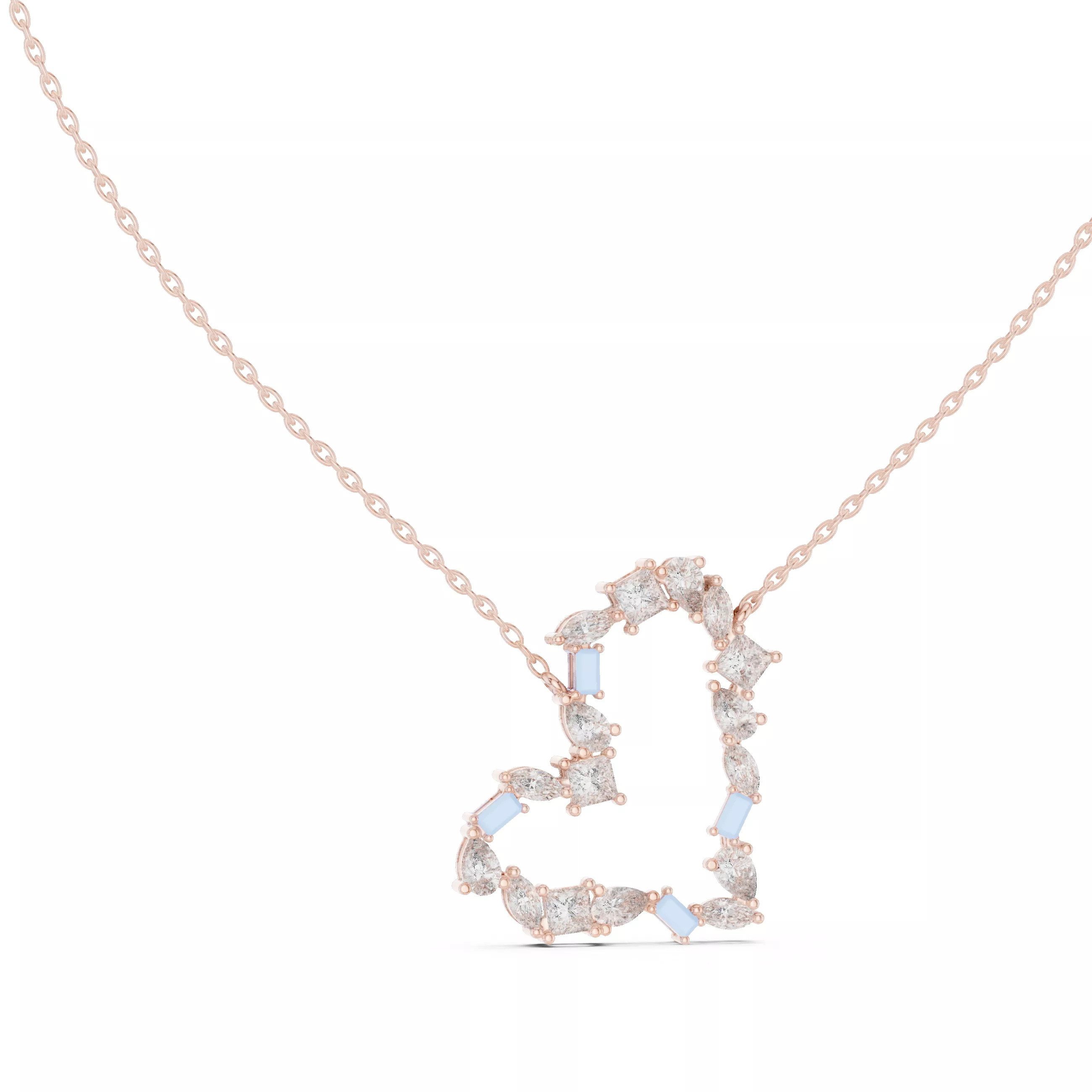 Abstract Multi-Shape Diamond Pendant Necklace Free 3D print model