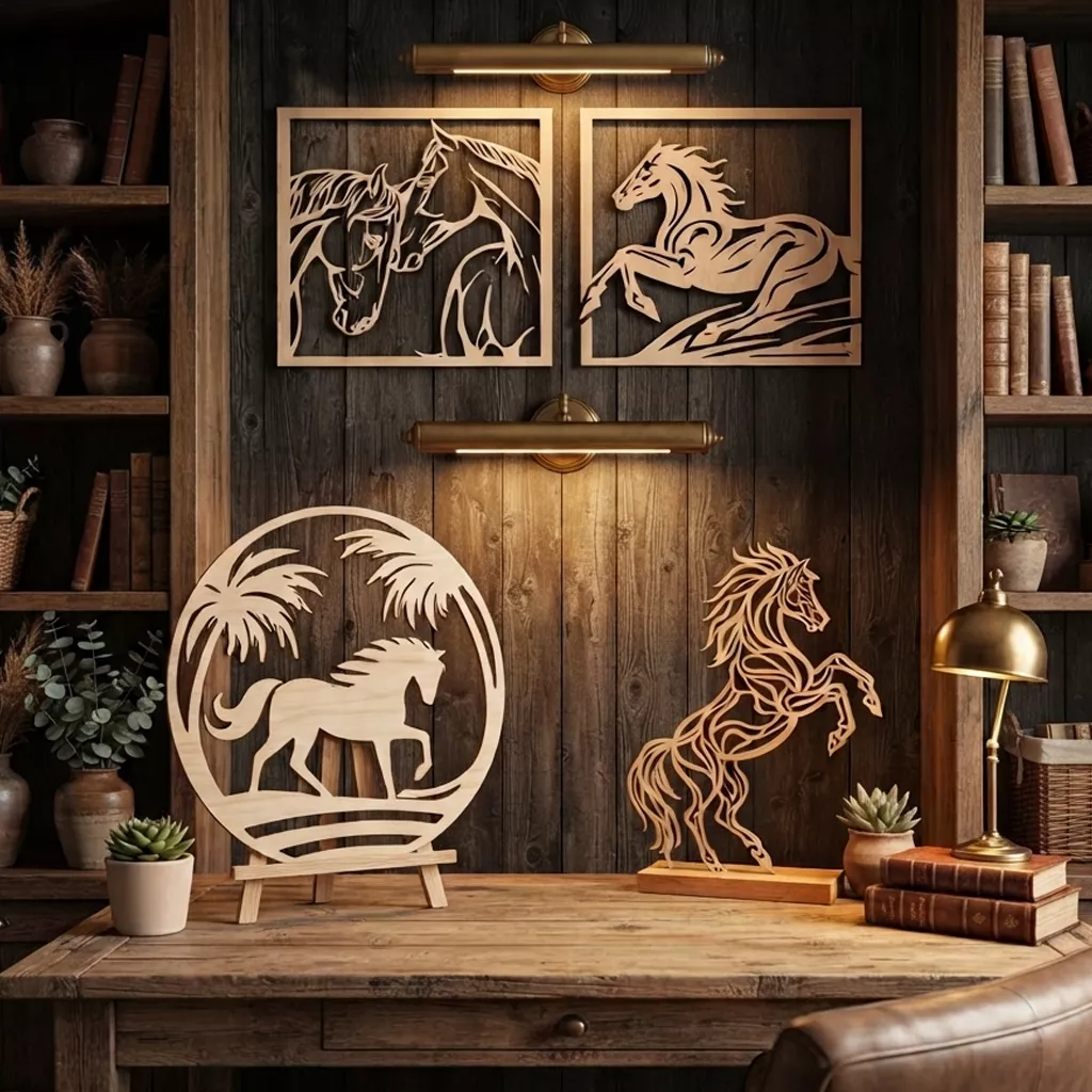 Horse STL SVG DXF PNG Bundle 3D Print and Laser Cut Files 3D model