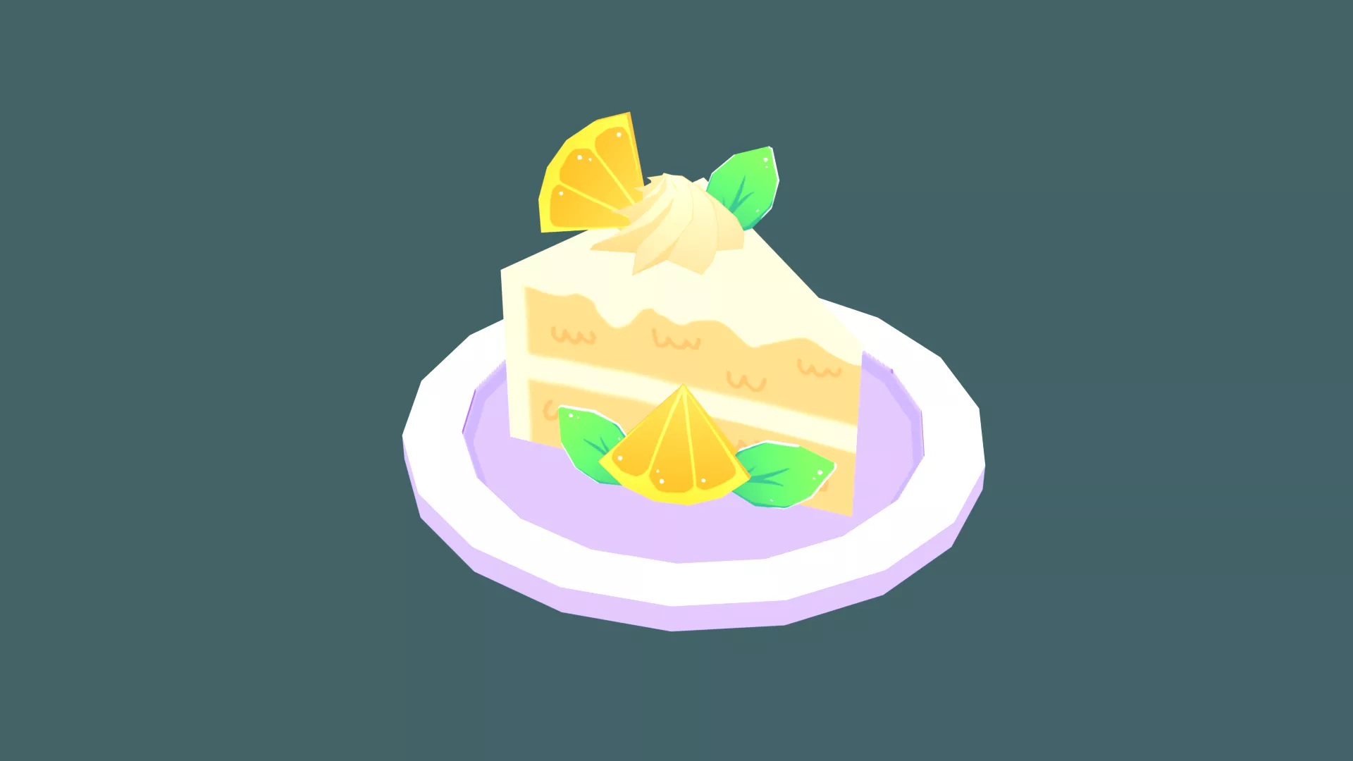 Low Poly Stylized Lemon Cake Dessert Free low-poly 3D model