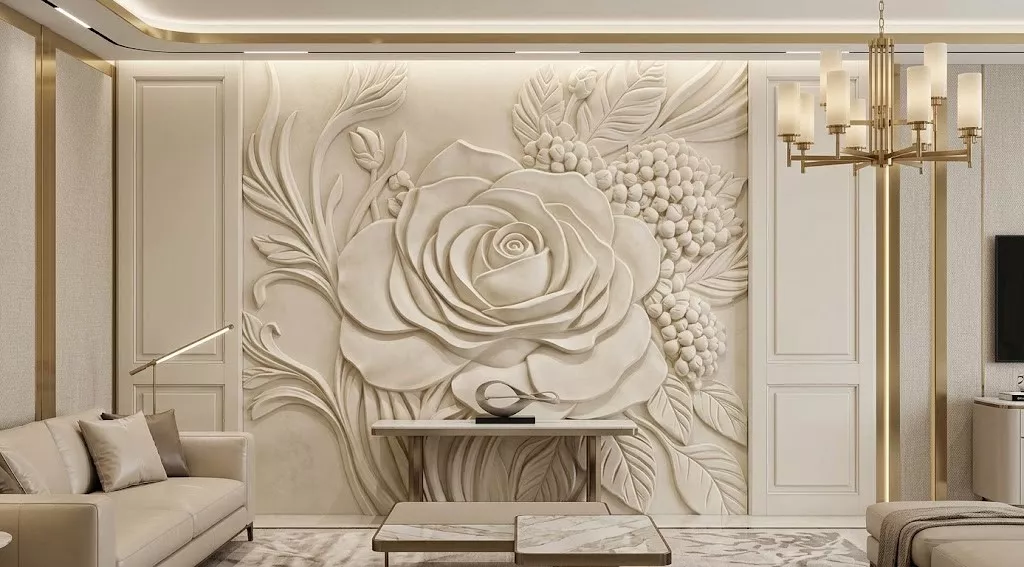 Classic Floral Rose Grape Wall Panel STL MAX RLF OBJ 3D model