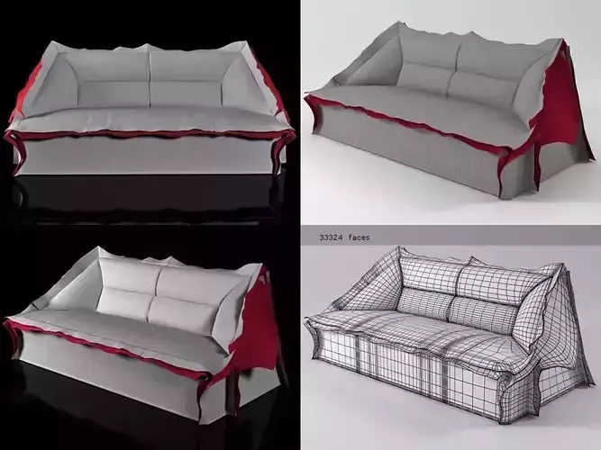 Volant 3-Seat Sofa Longuette 286 3D model