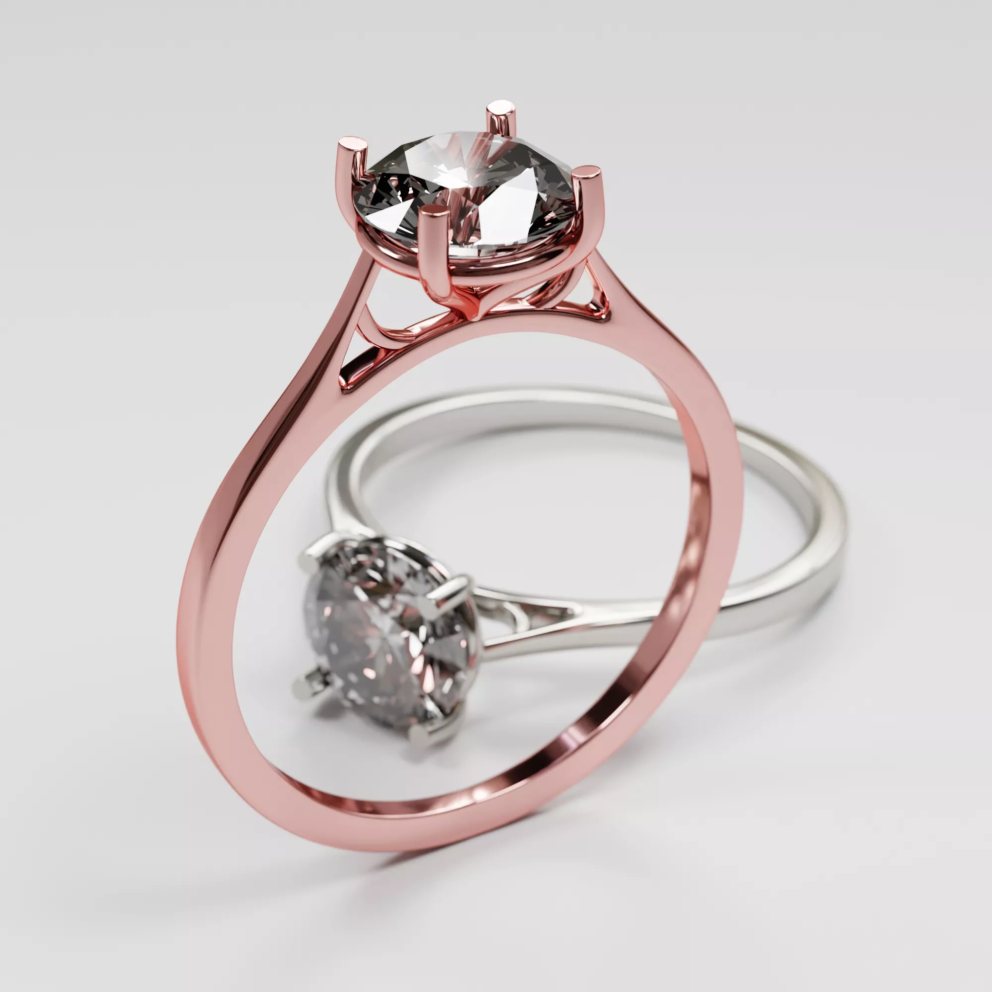 1 Ct Round Cut Solitaire Engagement Ring 3D print model