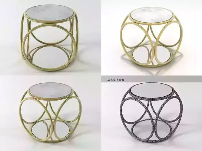 Ring four different side tables with marble tops 3D model