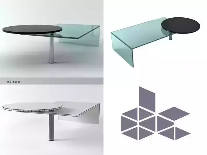 Around glass coffee table with logo 3D model