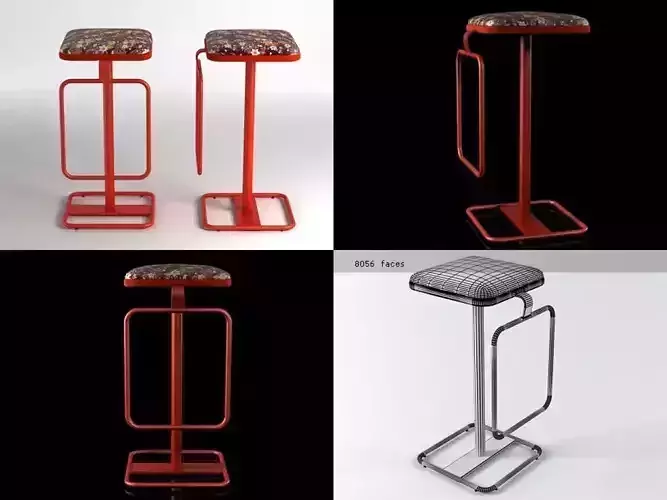 Micado four different bar stools 3D model