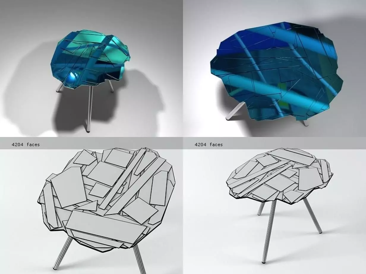 Brasilia table made of glass and metal 3D model_0