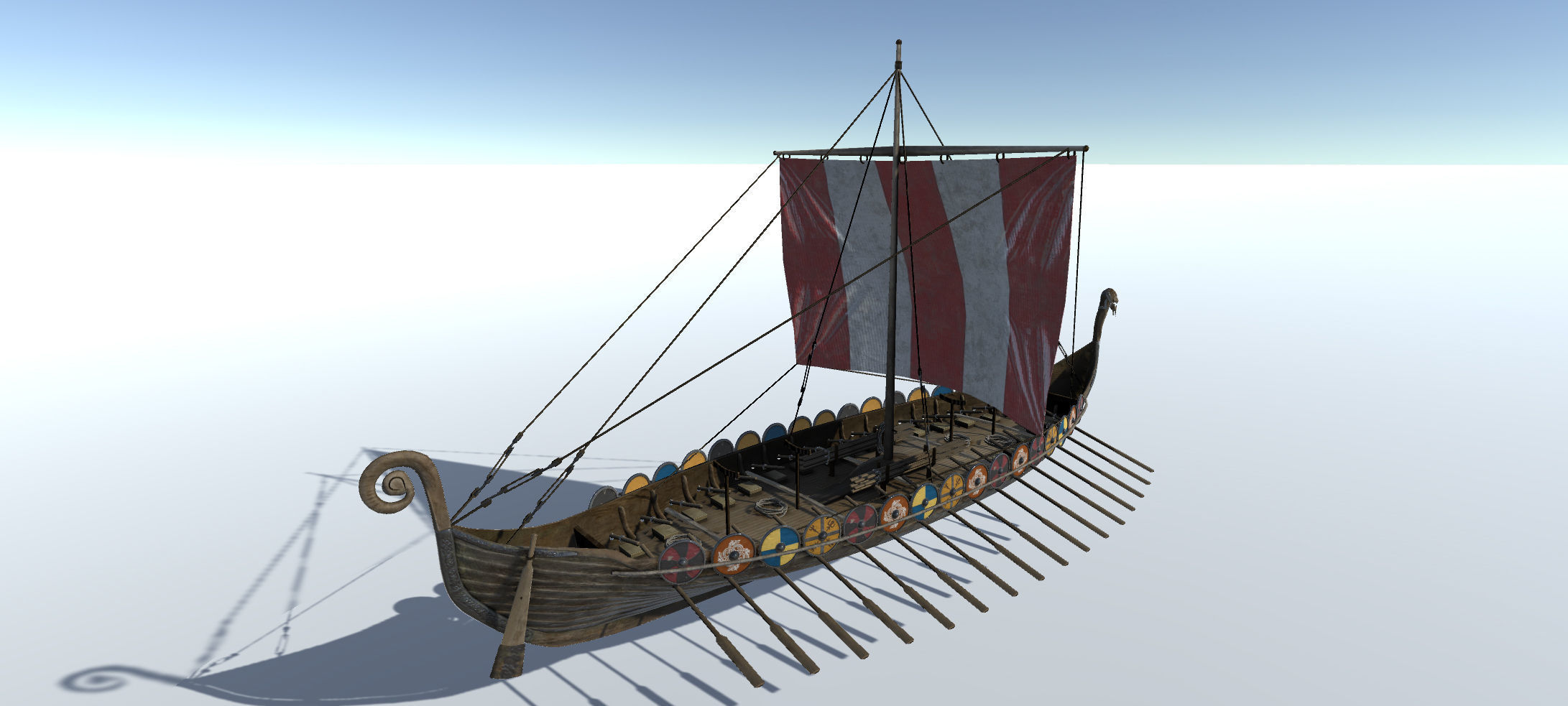 Viking Ship Low-poly 3D model_1