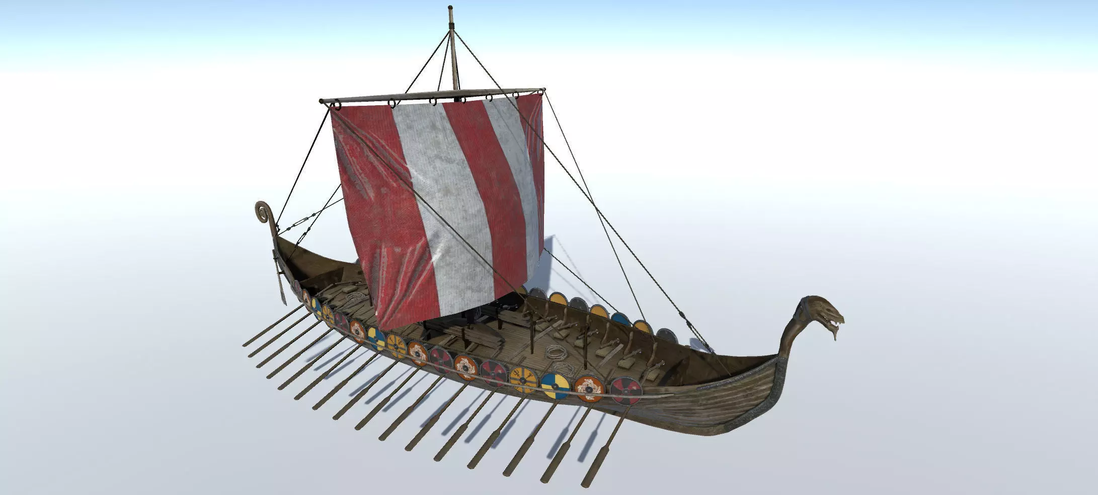 Viking Ship Low-poly 3D model_0