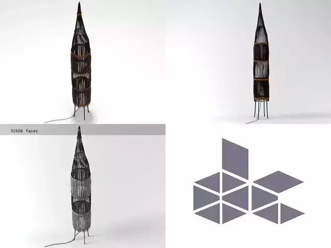 Rattan Floor Lamp 3D model