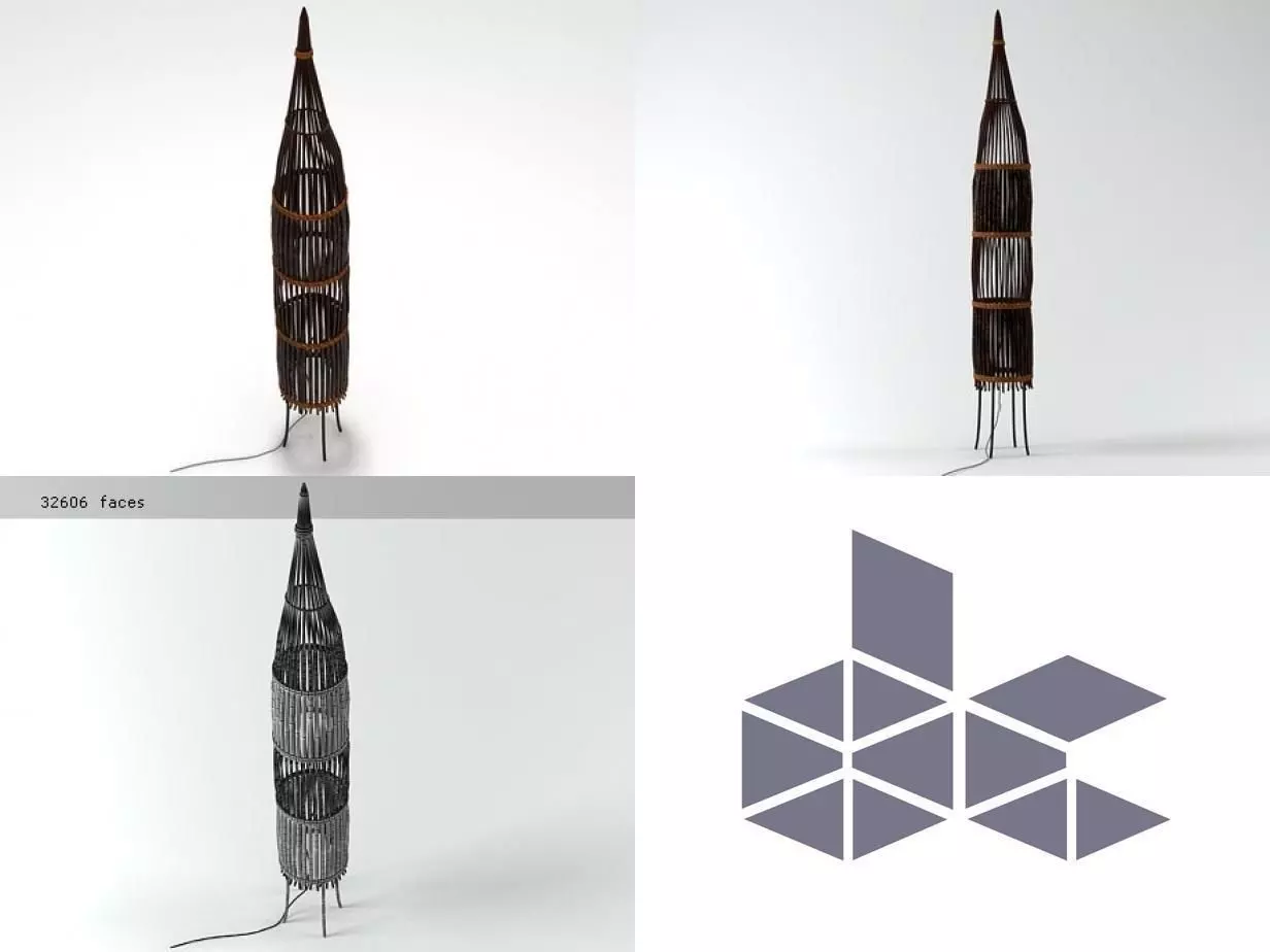 Rattan Floor Lamp 3D model_0