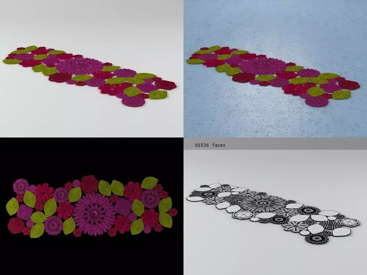 Crochet flowers - flowers 3D model_0