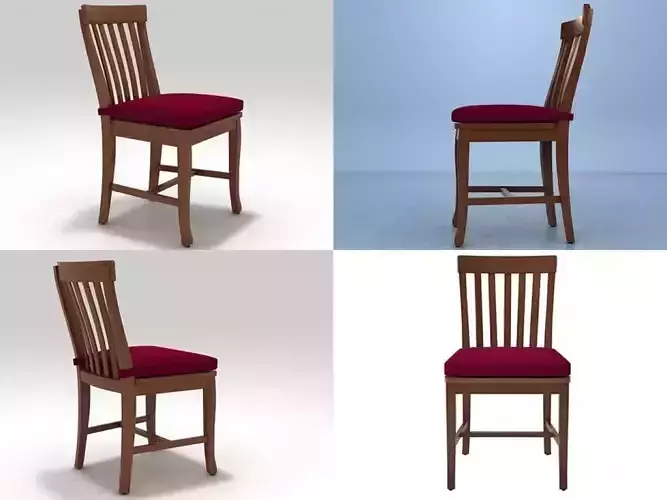 Schoolhouse Wood Chair 3D model