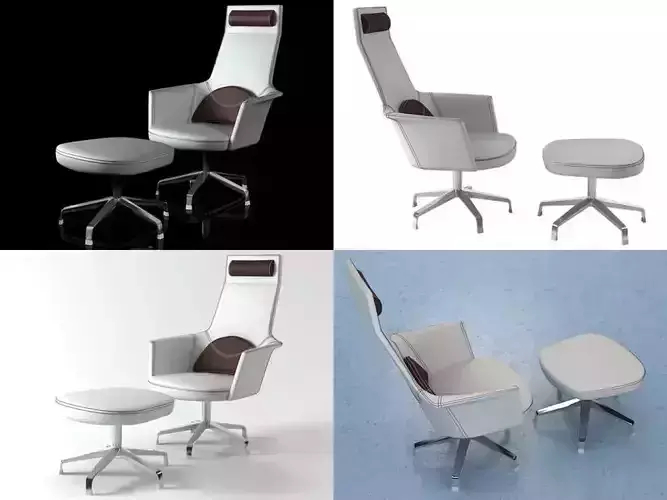 Cooper four different office chairs and footstool 3D model