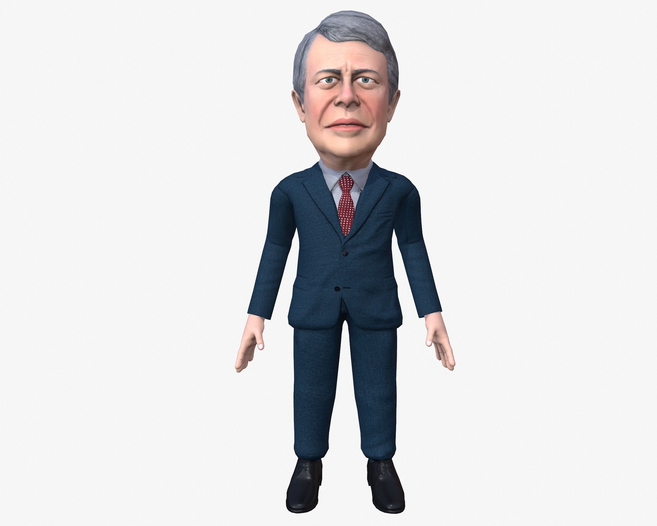 Jimmy Carter 3D caricature Low-poly 3D model_2