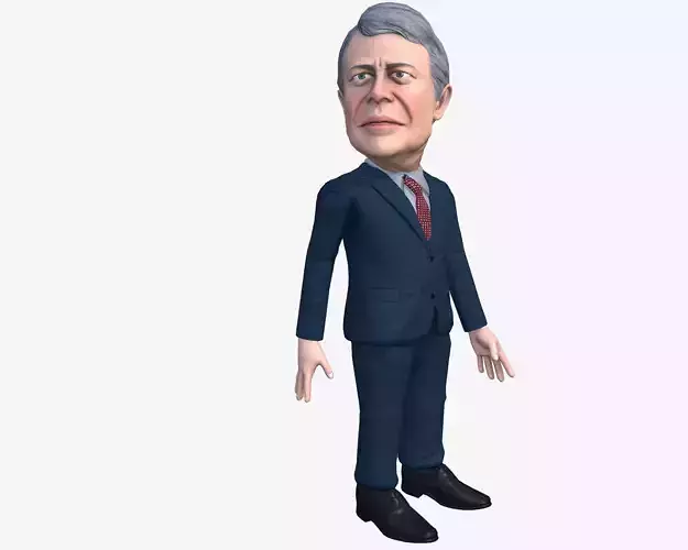 Jimmy Carter 3D caricature Low-poly 3D model
