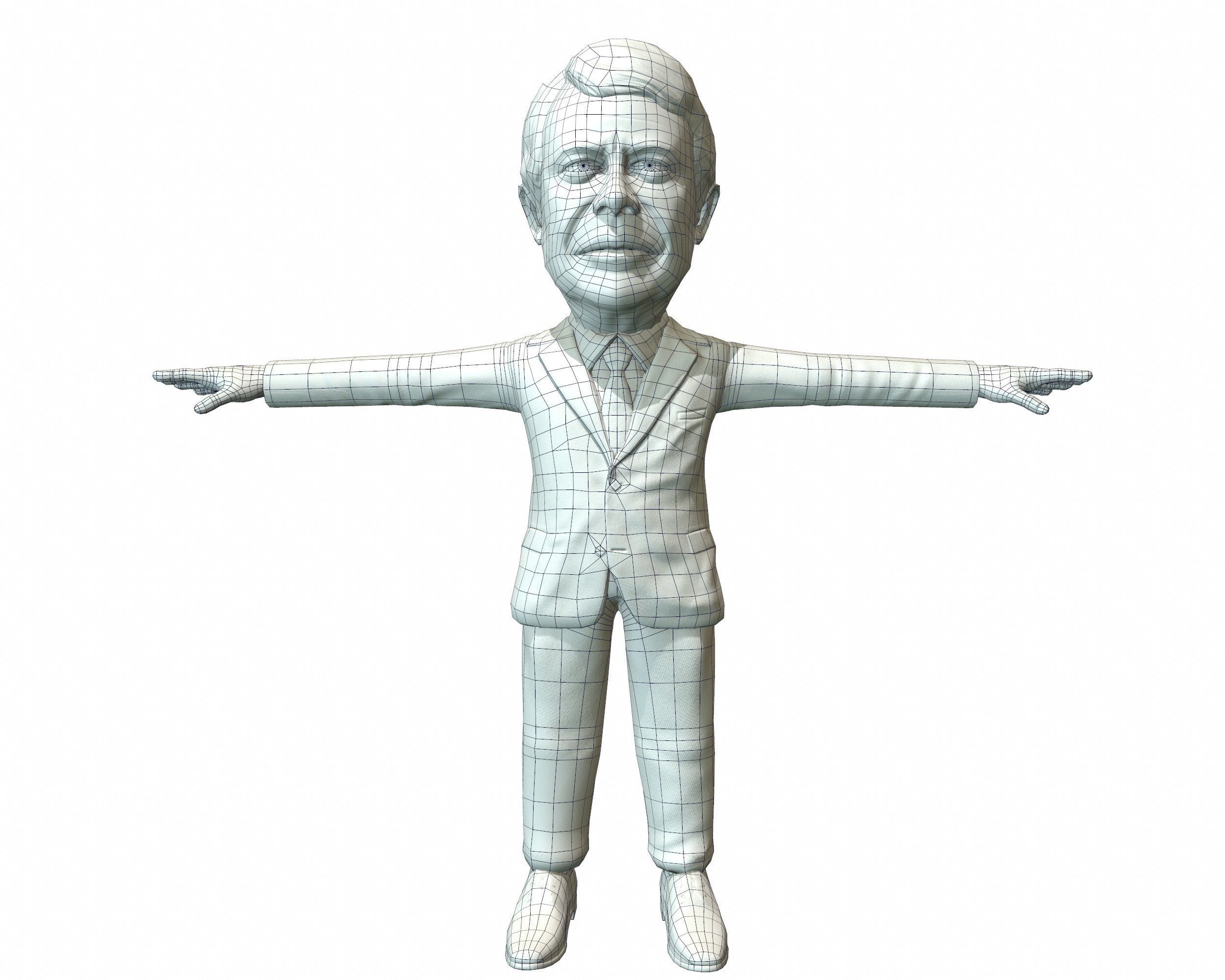 Jimmy Carter 3D caricature Low-poly 3D model_16