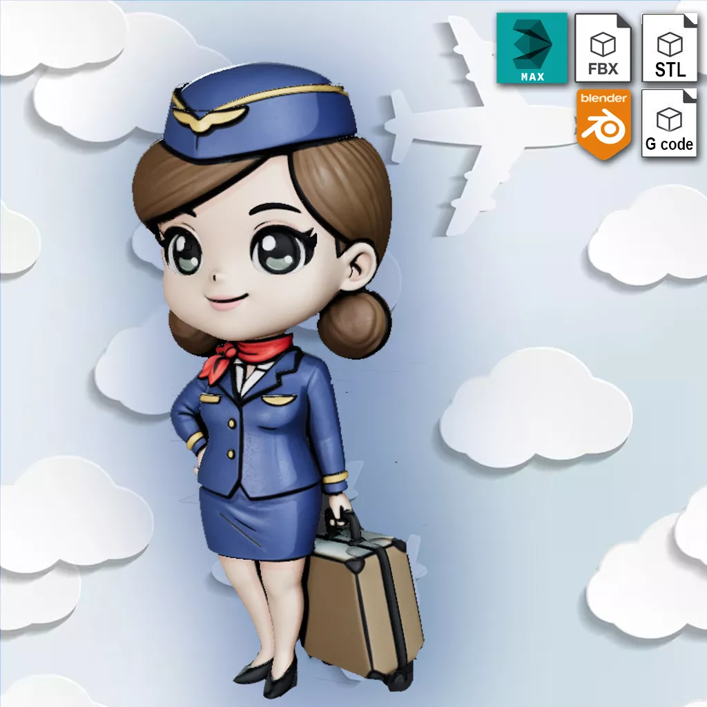 Stewardess cute girl 3D print model
