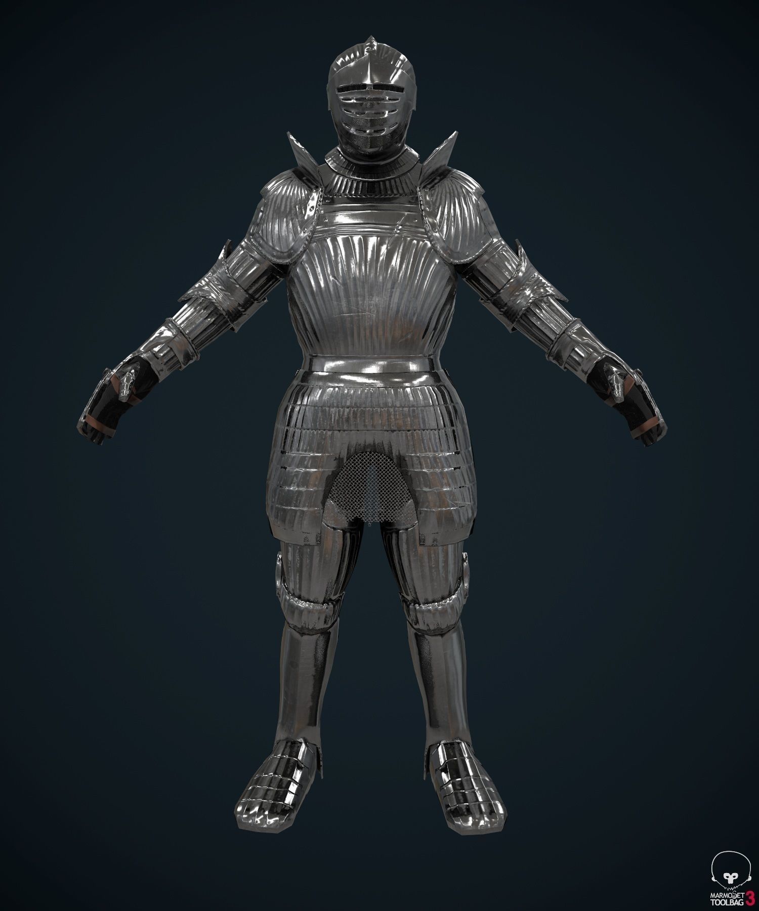 Maximilian armor Low-poly 3D model_4