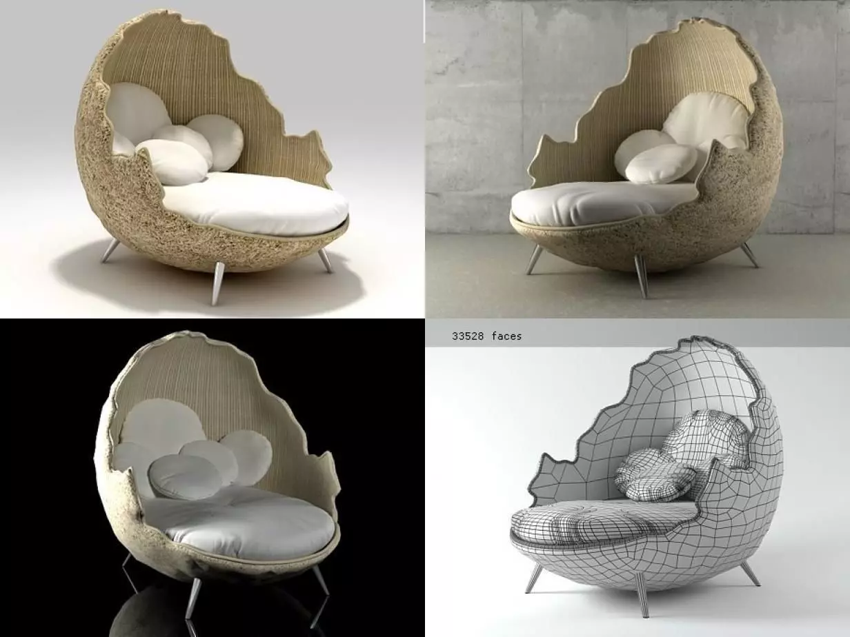 Curly egg chair 3D model_0