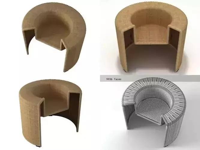 Charlotte chair made of rattan 3D model